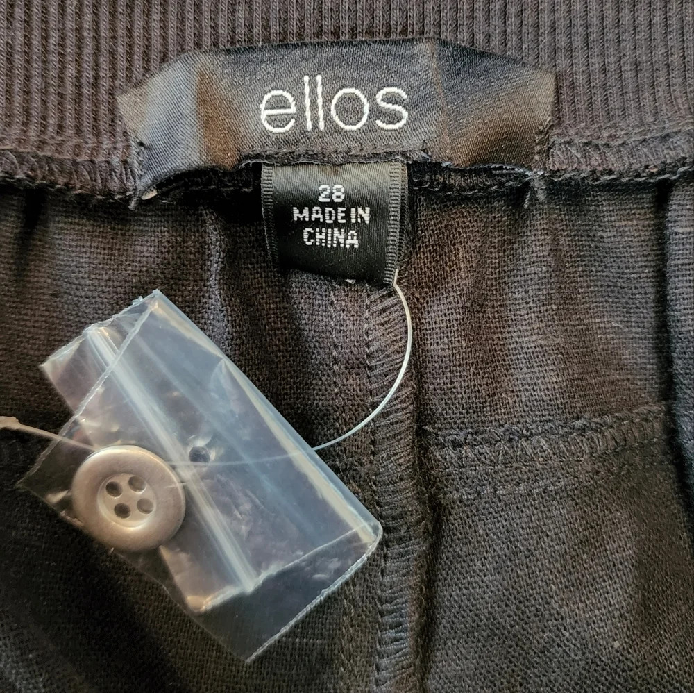 Ellos Linen Blend Stretch Waist Black Crop Cargo Pant Plus Size 28 4X New NWOTS - Picture 6 of 15